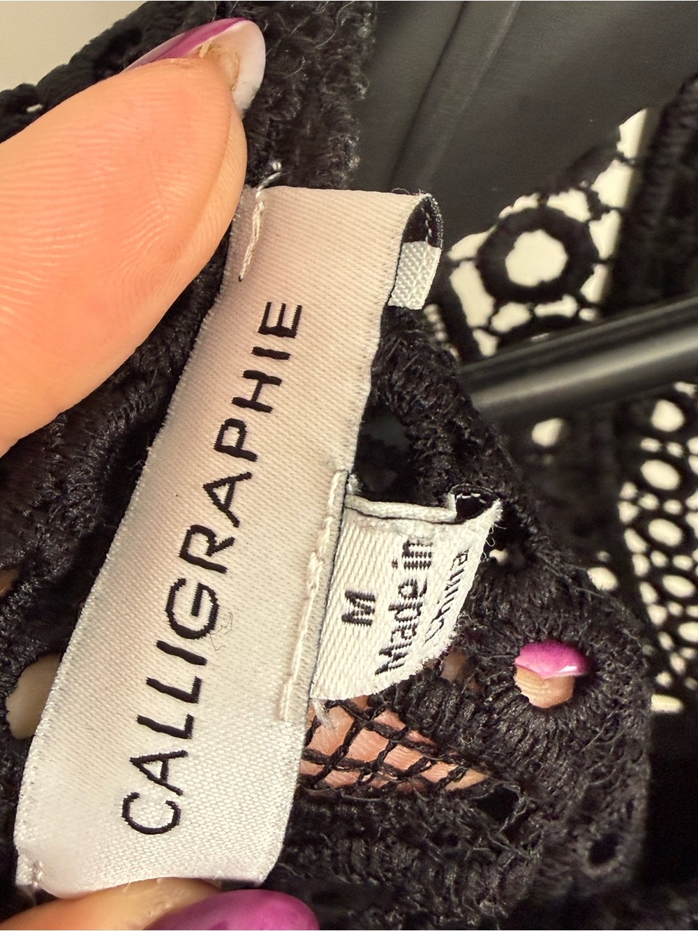 Calligraphe Lace Top Black M High Neck Sleeveless Crochet Blouse - Picture 6 of 8